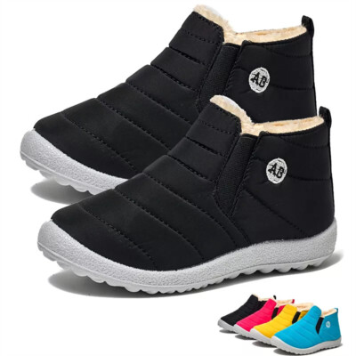 Kinder Stiefeletten Jungen Mädchen Winter Warm Stiefel Pelz gefütterte Schuhe