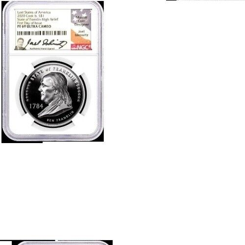 2020 Cook Islands Lost States of America 1 Ounce - State of Franklin - NGC PR69 - Afbeelding 1 van 1