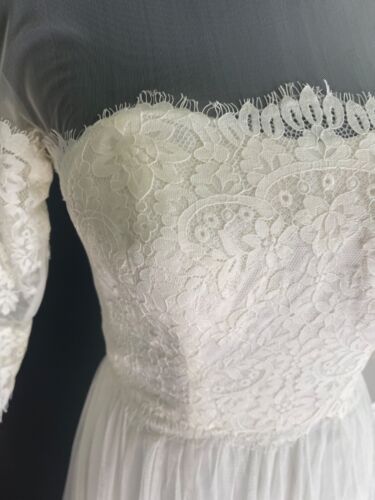Galina Size 0 Ivory Wedding Dress Illusion Bodice w/Lace Sleeves STYLE# WG3817 - Picture 9 of 22