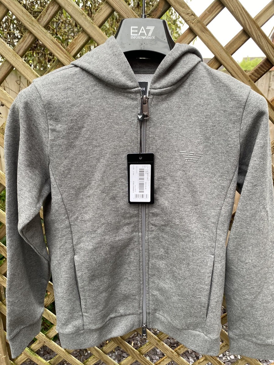 Grey Ea7 Boys Hoodie Boys Armani Hoodie Top