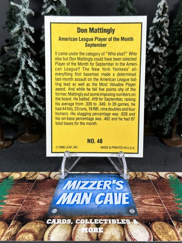 1986 Donruss Baseball Highlights Don Mattingly Yankees Player of the Month 48 - Picture 2 of 2