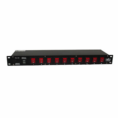 Xstatic 10 lighted Off & On DJ Power Distributor Rear 10 AC Outlets 1 Space Unit