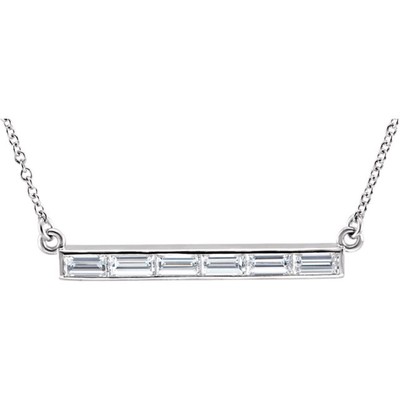 Roxx Fine Jewelry Diamant Stab Collier 0,75 ct 14K Weißgold Baguette Diamanten 