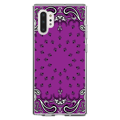 Clear Case for Galaxy Note Bandana Print Purple Black White
