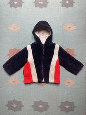 Vintage 1960s acrylic deep pile jacket fuzzy striped quilted youth kids toddler