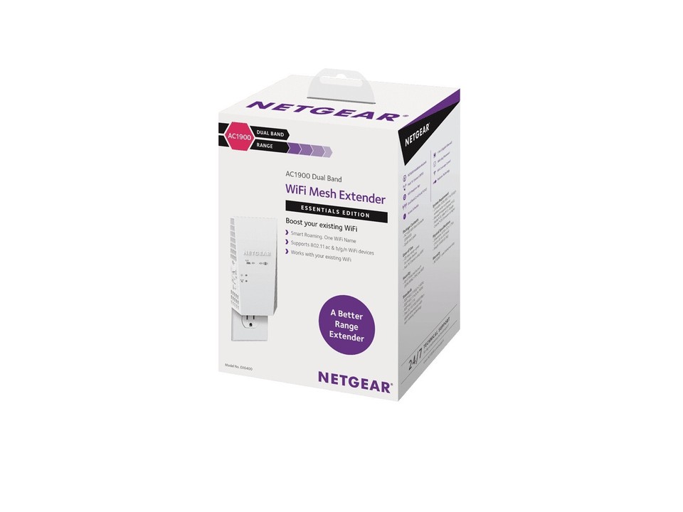 NETGEAR - EX6400 AC1900 WiFi Mesh Wall Plug Range Extender and Signal ...