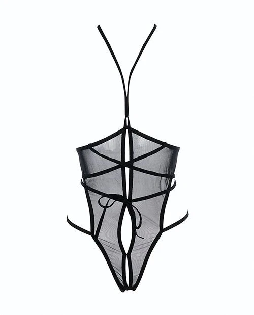 Allure Nicola 开放杯网眼泰迪 – 黑色 S/M – 性感内衣紧身衣 — 第 4/4 张图片