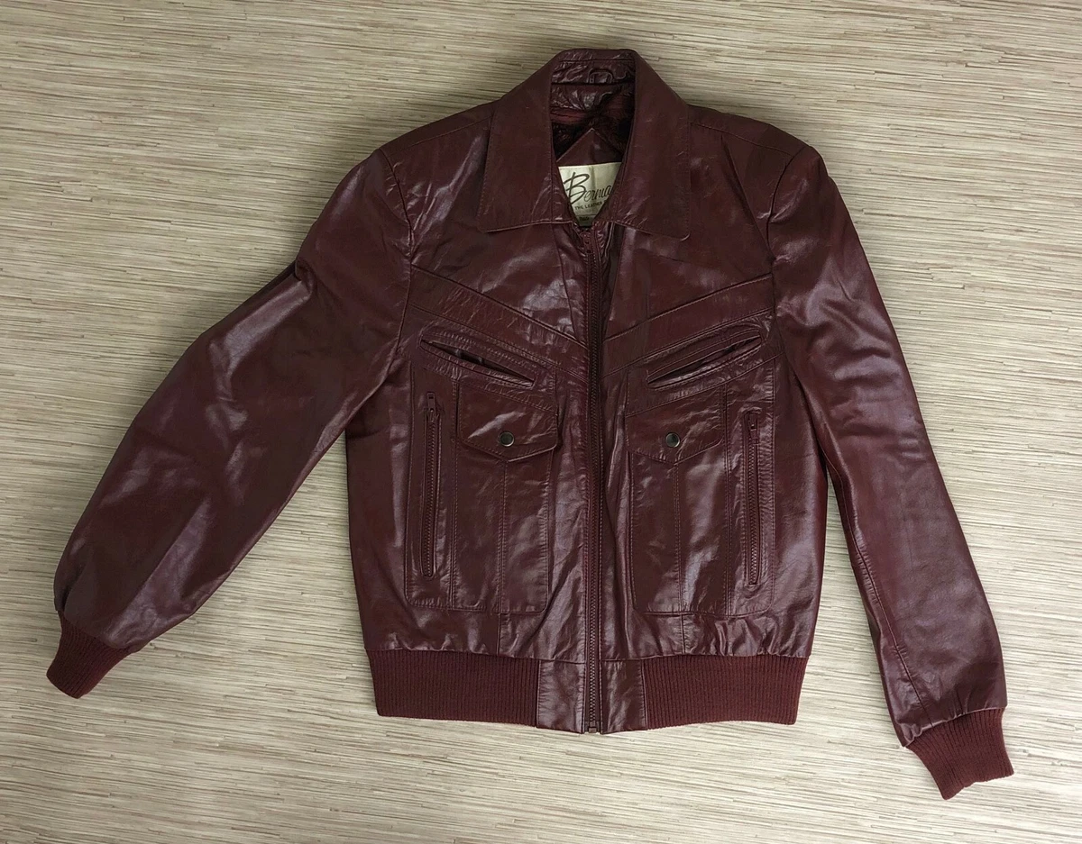 Leather jacket with red lining top