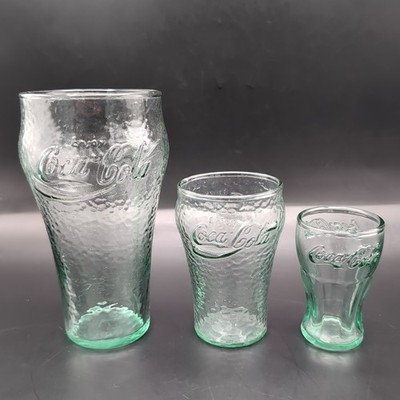 Set Of 3 Vintage Coca-Cola Wide-Mouth Green Pebbled Glass 7  4'' 3'' Tall