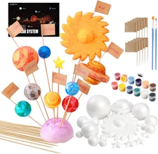 Solar System Project Kit, 56PCS Solar System Foam Balls Crafts for Kids School P