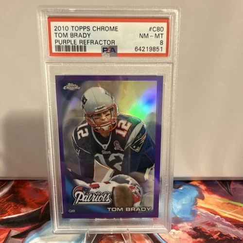 Topps 2010 Chrome Tom Brady #C80 Purple Refractor /555 PSA 8 Patriots