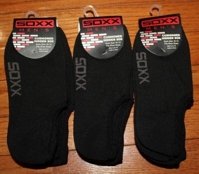 9 NINE Pair SOXX Men's CUSHIONED HIDDEN SOX NO SHOW Socks BLACK Stretch *9B