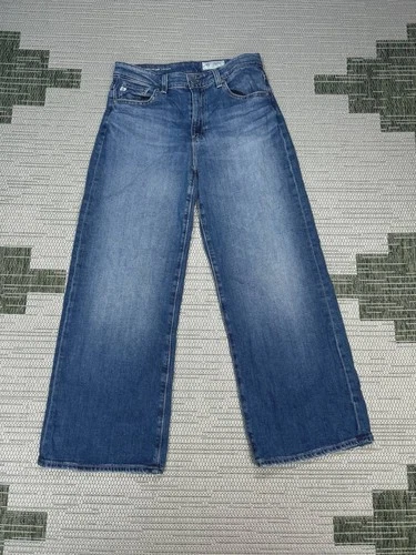 AG Adriano Goldschmied Saige Wide Leg Cropped Jeans Womens 26 Blue Denim 27x26