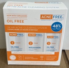 NEW SEALED Acne Free 3 Step 24 Hour Acne Treatment Kit Clearing System Oil Free