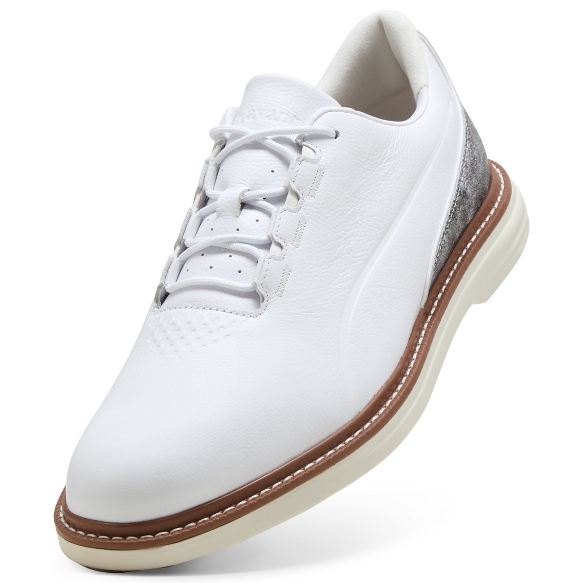 Puma Mens AVANT Tour Golf Shoes - Puma White/Brown Mushroom - New