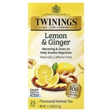 Flavored Herbal Tea, Lemon Ginger, Caffeine Free, 25 Tea Bags, 1.32 oz 37.5