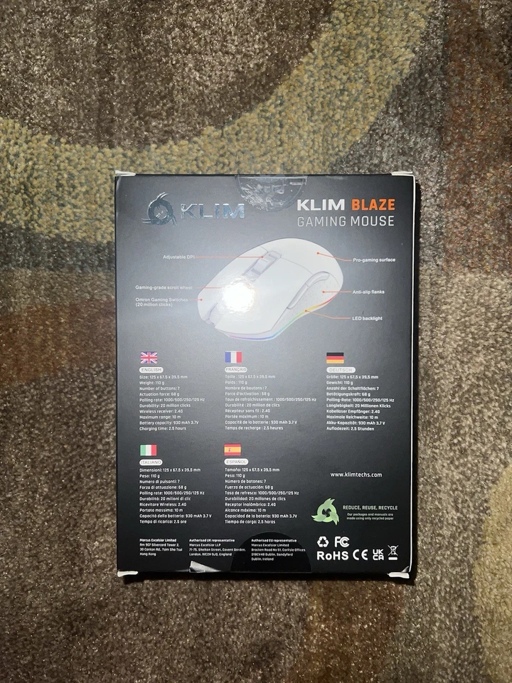 KLIM Blaze High-Precision Wireless Gaming Mouse, USB & 2.4GHz, 7-Button - New - Image 3 of 3