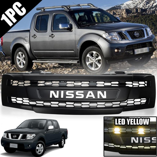 Grille Front Gloss Black Amber LED Red Logo For Nissan Pathfinder R51 2009-2012 - Picture 1 of 11