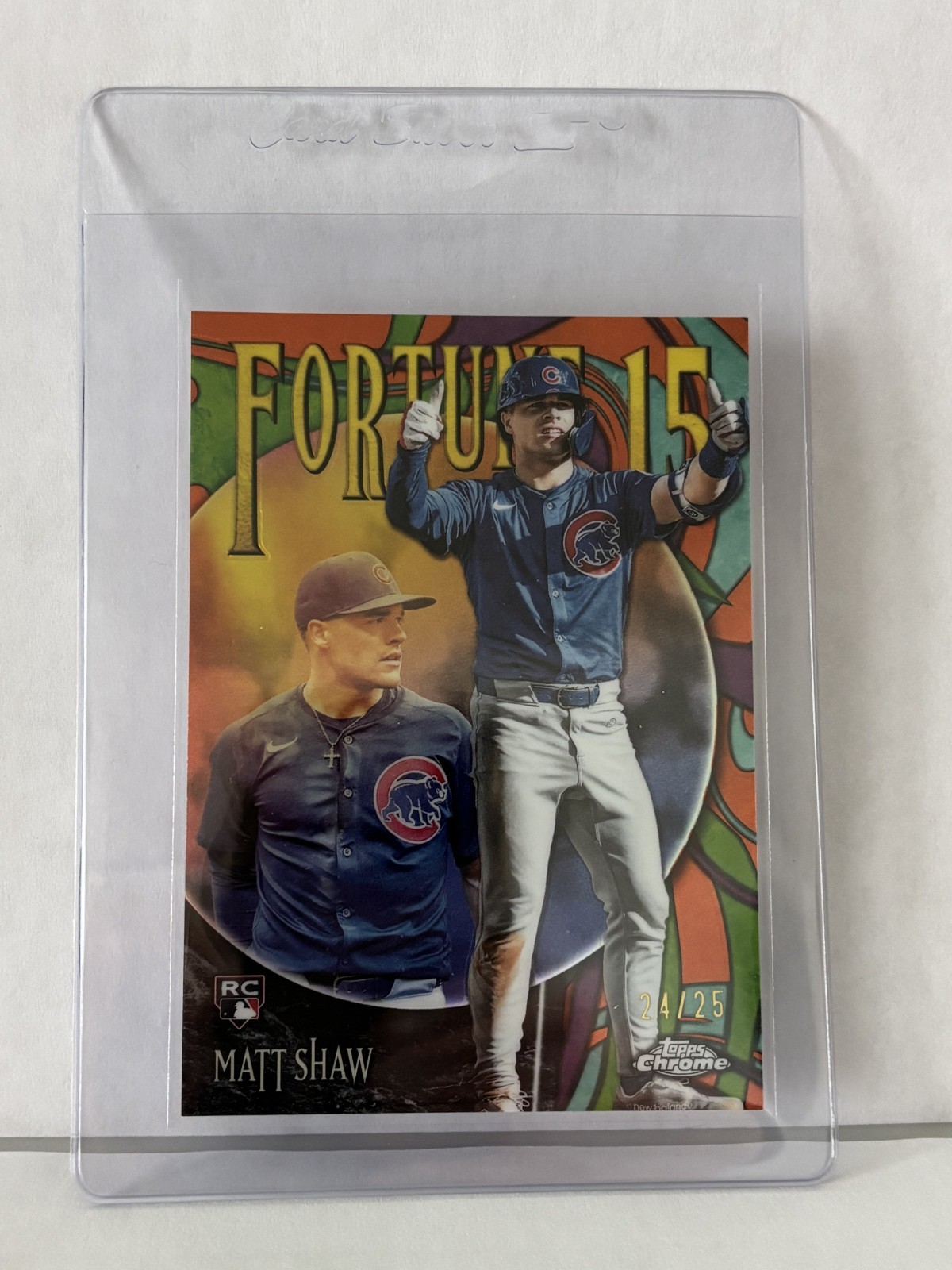 2025 Topps Chrome Update Fortune 15 Orange Refractor #F15-24 Matt Shaw RC 24/25
