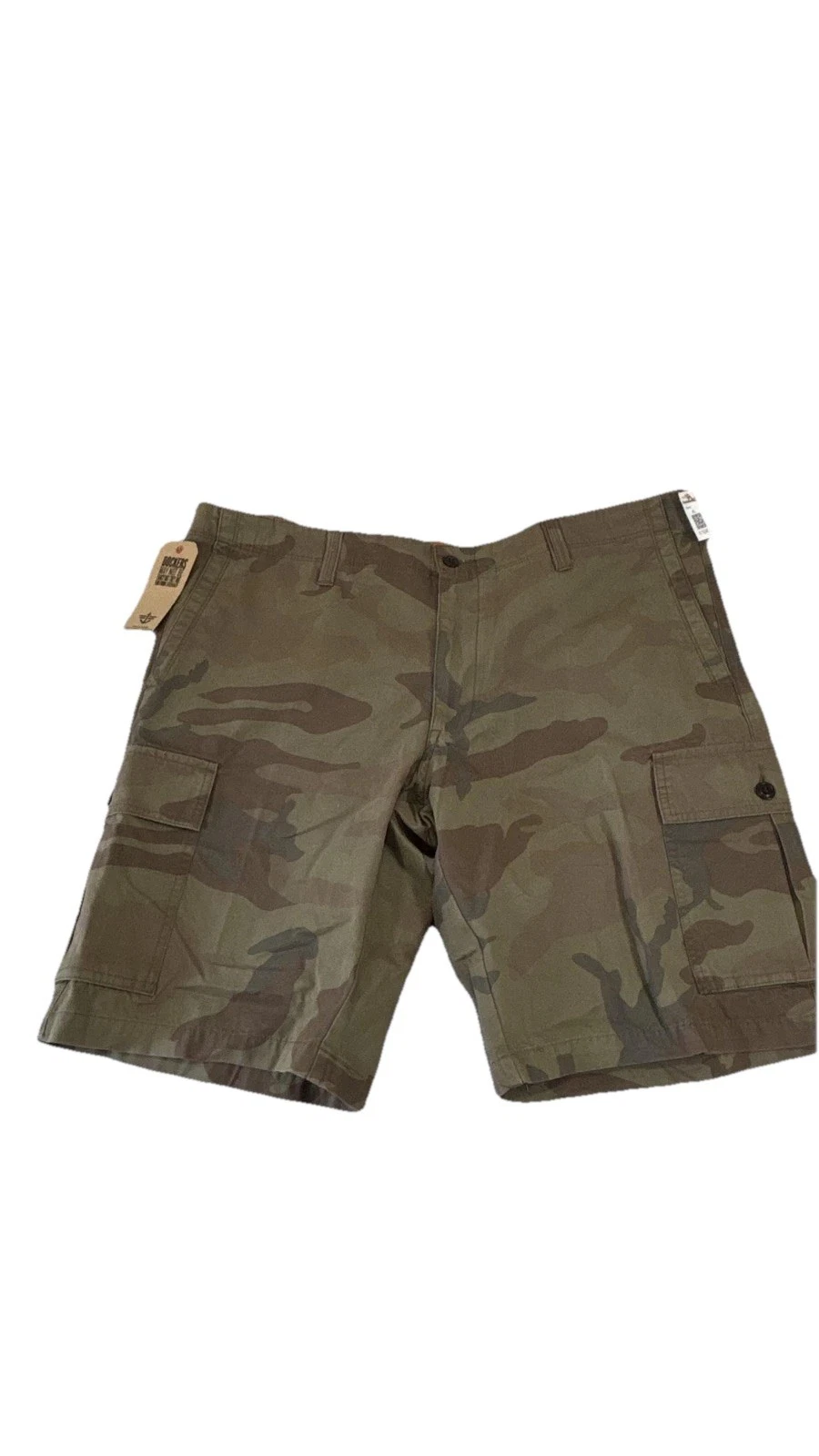 Dockers Cargo Shorts Mens 40 Green Camo 100% Cotton Flat Front Pockets Casual