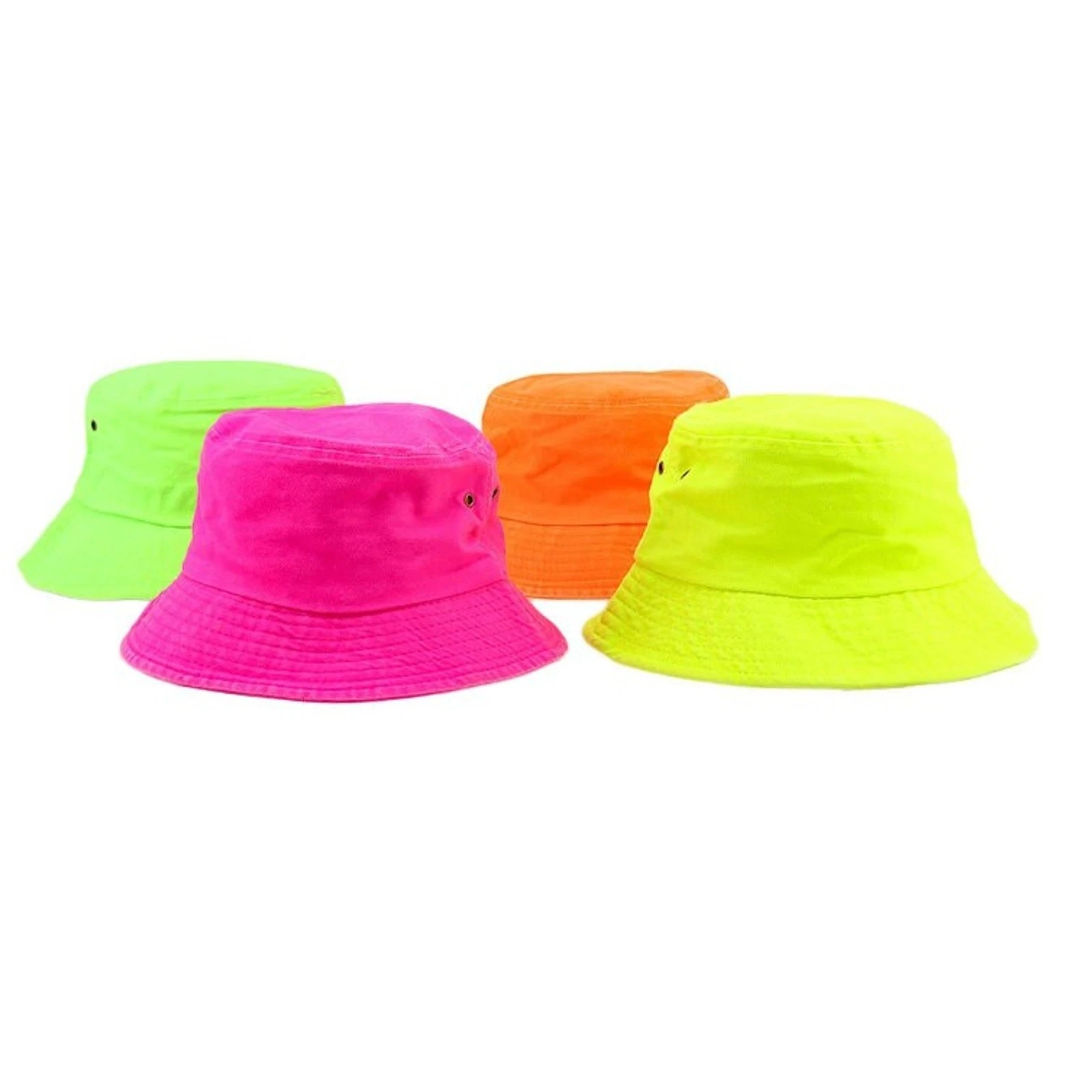 Neon Retro Bucket Hats - Set of 4