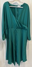 Cushnie Target Emerald Green Asymmetrical Hem Slit Leg Faux Wrap Dress Size 20W