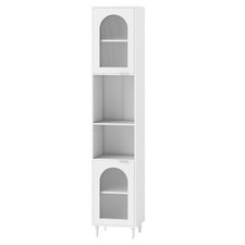 180.5cm Tall Narrow Bathroom Cabinet MDF Storage Cabinet White