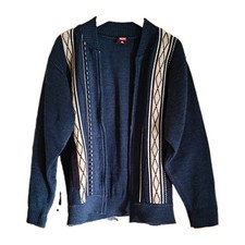 GLE Herren Strickjacke/Cardigan blau Rauten K...