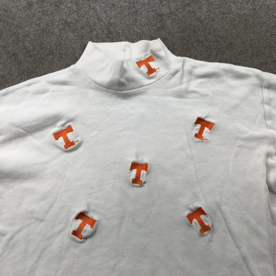 Vintage Tennessee Volunteers Shirt Womens Small White NCAA Football Mock Neck - Image 3 of 4