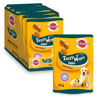 Pedigree Tasty Minis Hundeleckerlis Welpen Huhn 6 x 125 g Snacks Training