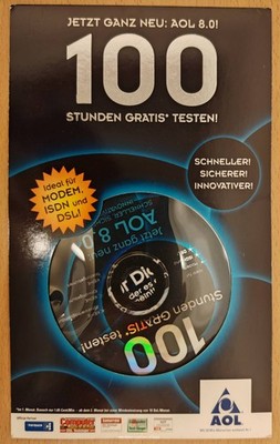 AOL 8.0 CD-ROM, 100 Stunden gratis testen, neu und ungeöffnet - als Deko