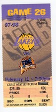 1997-98 LAKERS KOBE BRYANT RARE NBA TICKET STUB 🎟 VS WARRIORS & JOE SMITH