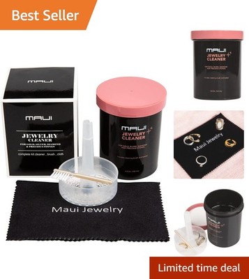 4.8 oz Jewelry Cleaner Solution with Cloth - Safe for Gold and Silver Pieces