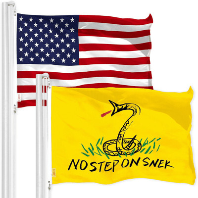 Combo Pack: USA American Flag & No Step On Snek Flag 3x5 FT Printed 150D