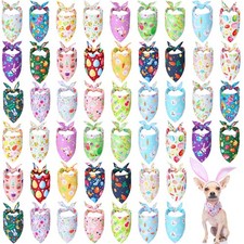 50 Pcs Easter Dog Bandanas Bulk Pet Kerchief Set Bibs Triangle Scarf Dog Band...