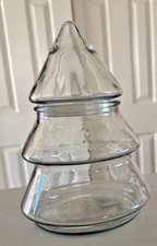 CHRISTMAS TREE SHAPED GLASS CANDY JAR 9” ANCHOR HOCKING GLASS MADE IN USA