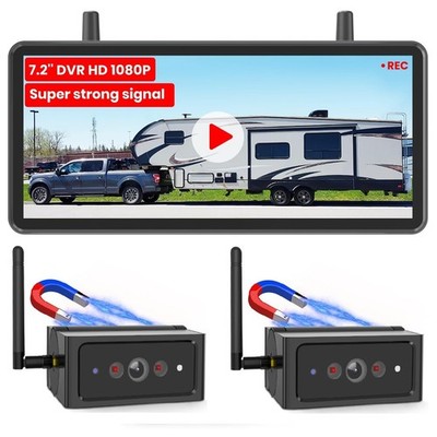 AUTO-VOX Wireless Magnetic Rear View Dual Cameras & 7.2'' DVR 1080P Split Monitor