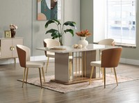 Esszimmer Set Modern Esstisch + 6X StüHle Tisch Holz Polsterstuhl 7Tlg. Neu