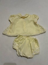 Vtg Martha Miniatures Yellow 2 Pc Lace Ruffled Dress 3-6 Mos S Set Baby
