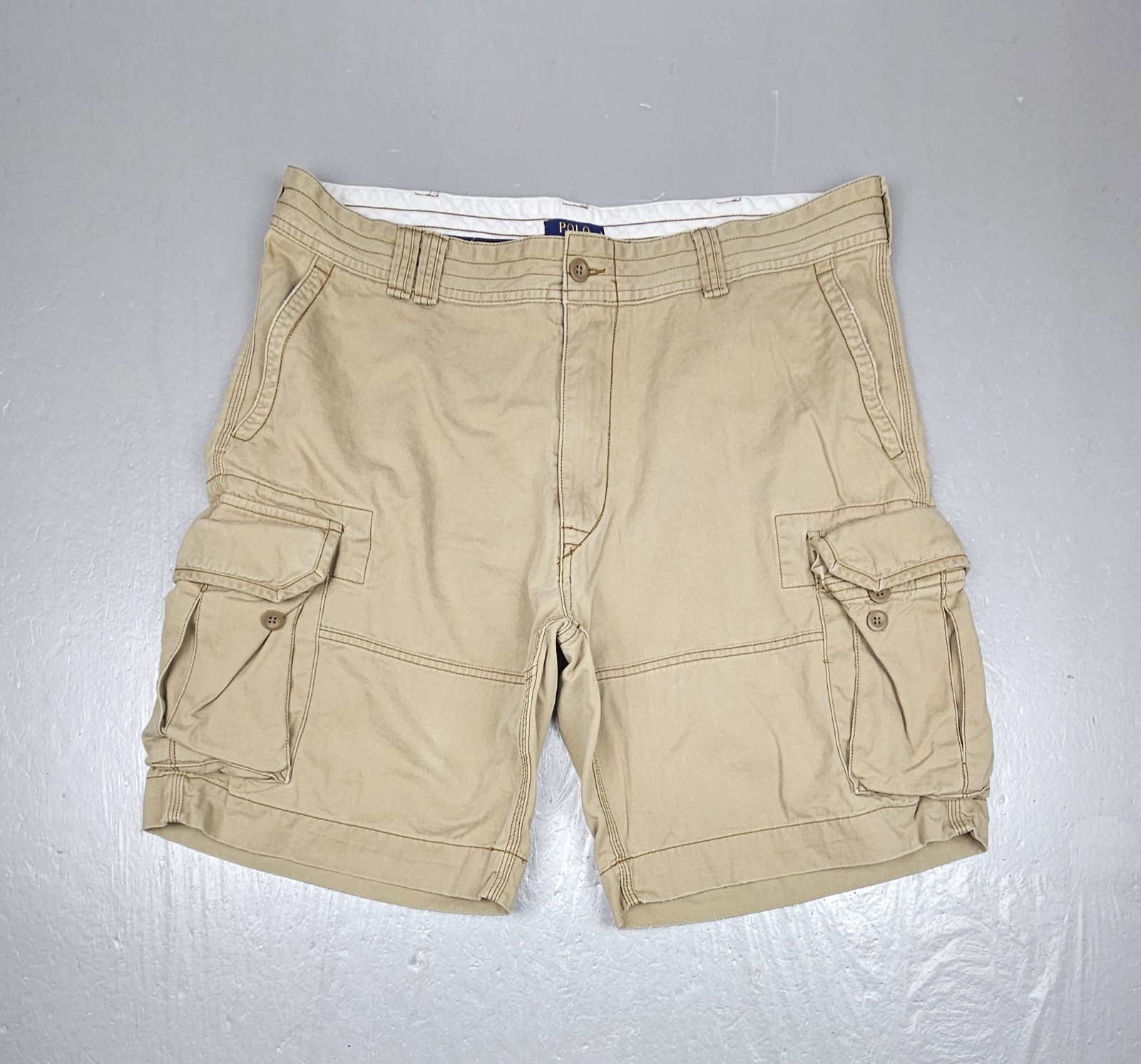 Vintage Polo Ralph Lauren Shorts Mens 40 Cargo Khaki Relaxed Fit Gorpcore