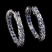 925 Sterling Silver Earrings Round Tanzanite 2mm Natural Gemstone Jewelry
