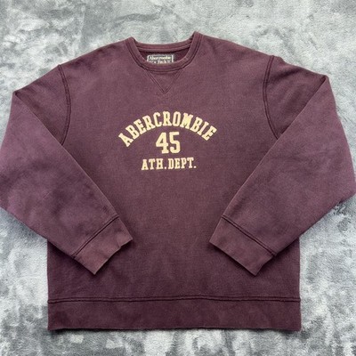 Abercrombie & Fitch Sweatshirt Mens Large Purple 45 Ath Dept Crew Neck Fleece