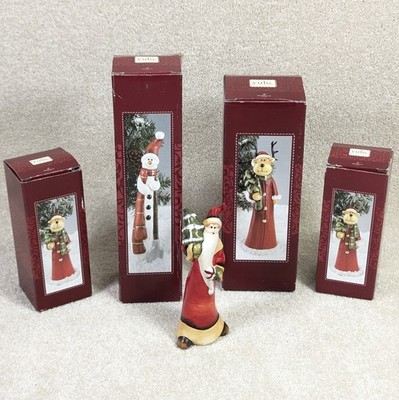 Vintage Zeitvertreib Keramik Weihnachten Teelichthalter Weihnachtsmann Schneemann Deko Box