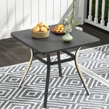 80 cm Patio Dining Table Outdoor Metal Square Table with 4 Curved Legs