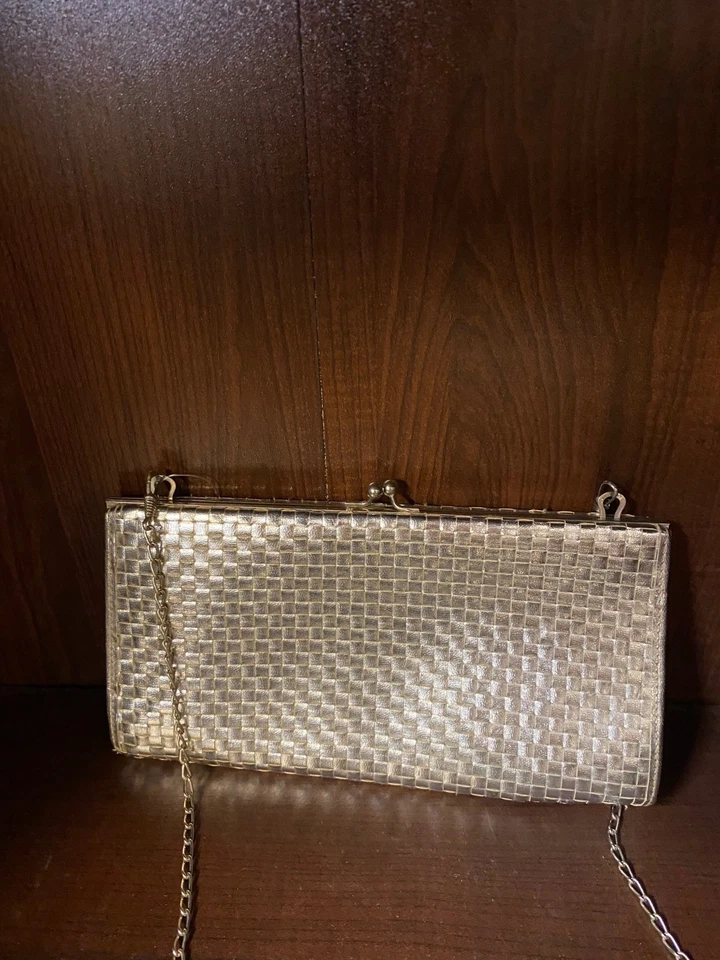 BORSA VINTAGE ANNI 70 LAMELLE ARGENTO CON CATENA IN METALLO ARGENTE - Immagine 2 di 4