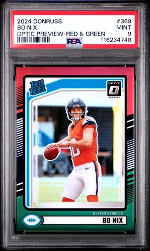 2024 PANINI DONRUSS OPTIC PREVIEW-RED & GREEN #369 BO NIX ROOKIE RC PSA 9