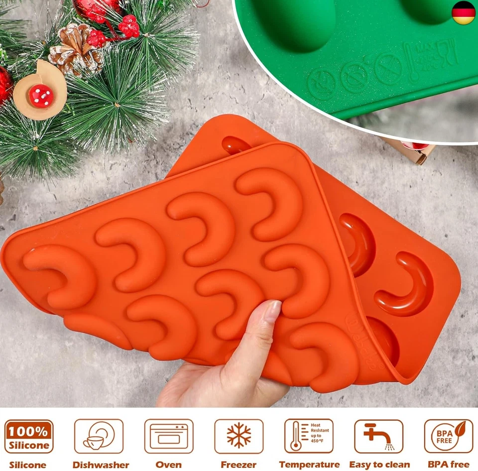 Webake Vanillekipferl Backform Silikon 2 Stück Vanillekipferl Form Silikonform  - Bild 3 von 4