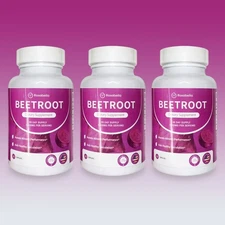 3PCS Rosabella Organic Beet Root 60 Capsules Natural Energy Boost Blood Pressure