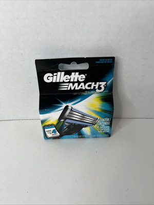 Gíllette Mach 3 Razor Refill Cartridges 4 Ct closer shave Package In Spanish