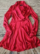 VICI Women's Size Small Satin Wrap Mini Dress in Hot Pink
